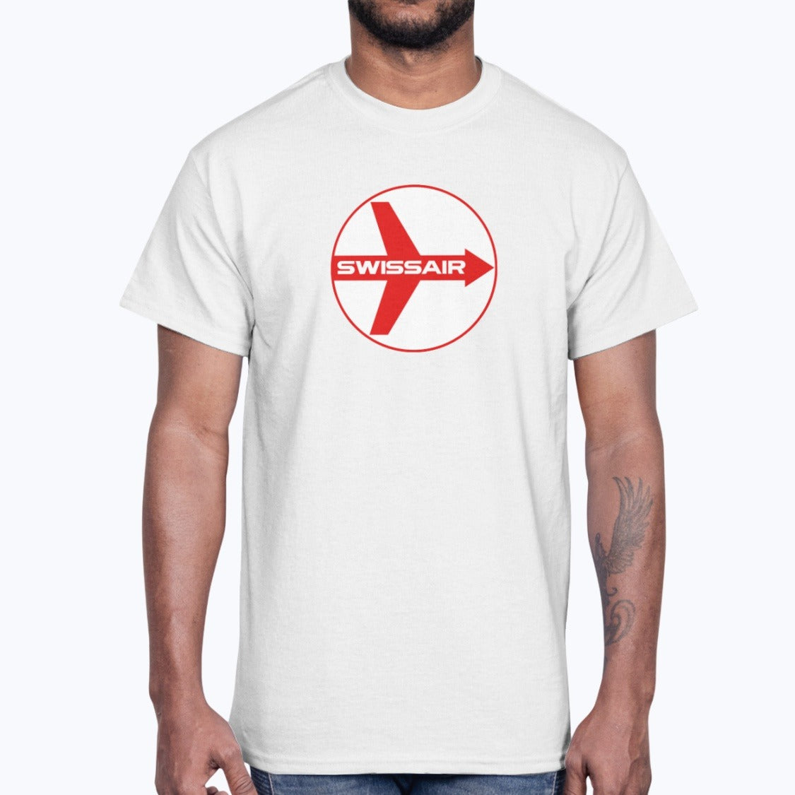 Swissair Unisex T-Shirt - White - Model