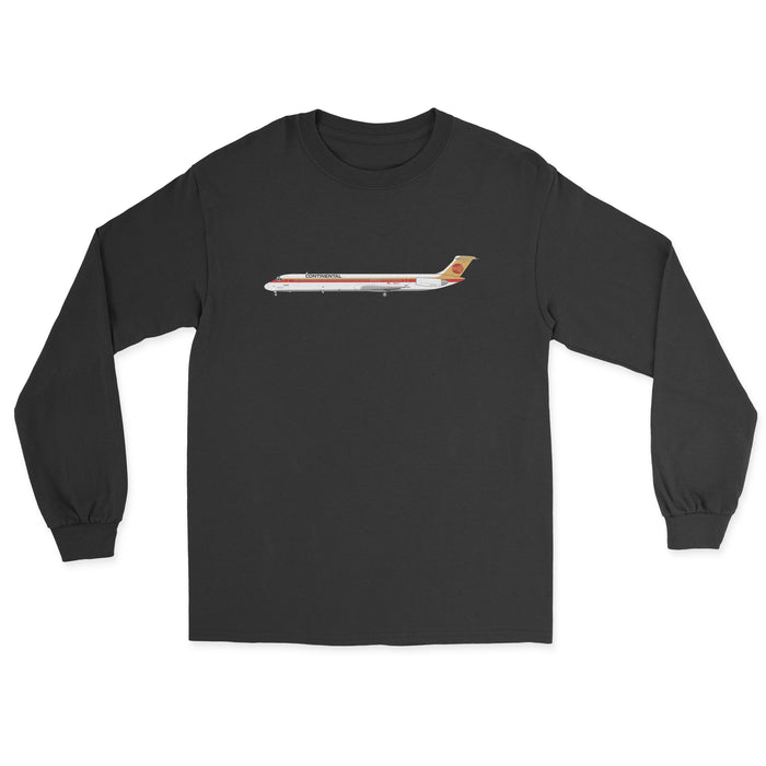 Continental Airlines Mcdonnell Douglas MD-80 Unisex Long Sleeve T-Shirt - Black