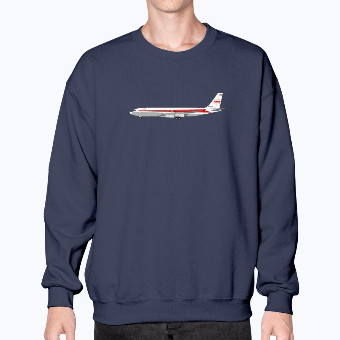 Trans World Airlines B707 Unisex Sweatshirt - Navy - Model