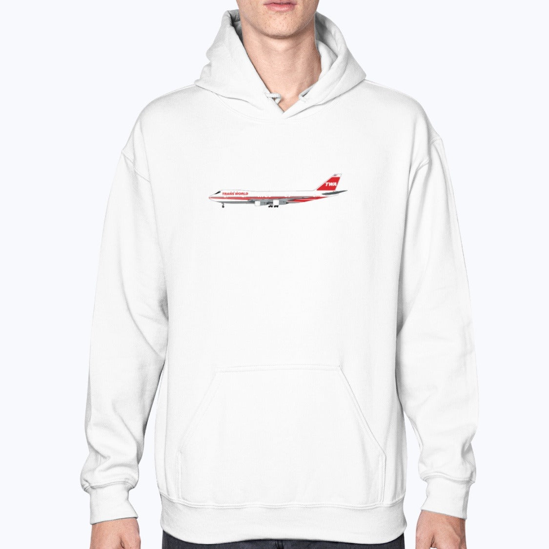 Trans World Airlines B747-100 Unisex Hoodie - White - Model