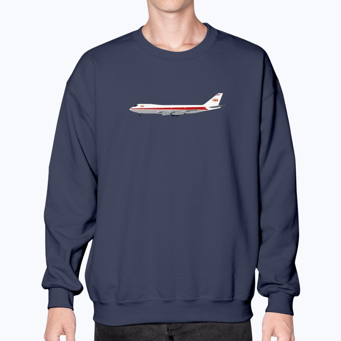 Trans World Airlines B747 Unisex Sweatshirt - Navy - Model