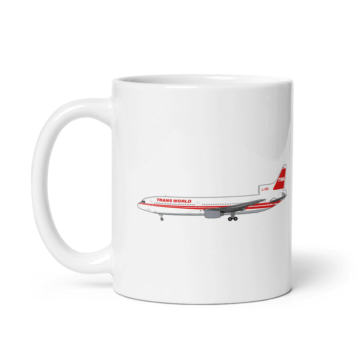 TWA Lockheed L-1011 Coffee Mug - White - 11 oz - Right