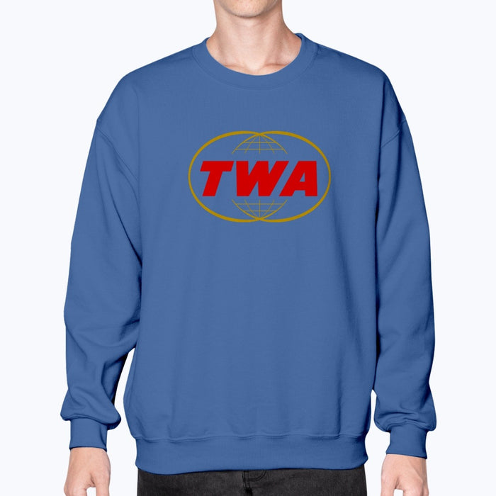 Trans World Airlines Unisex Sweatshirt - Royal Blue - Model
