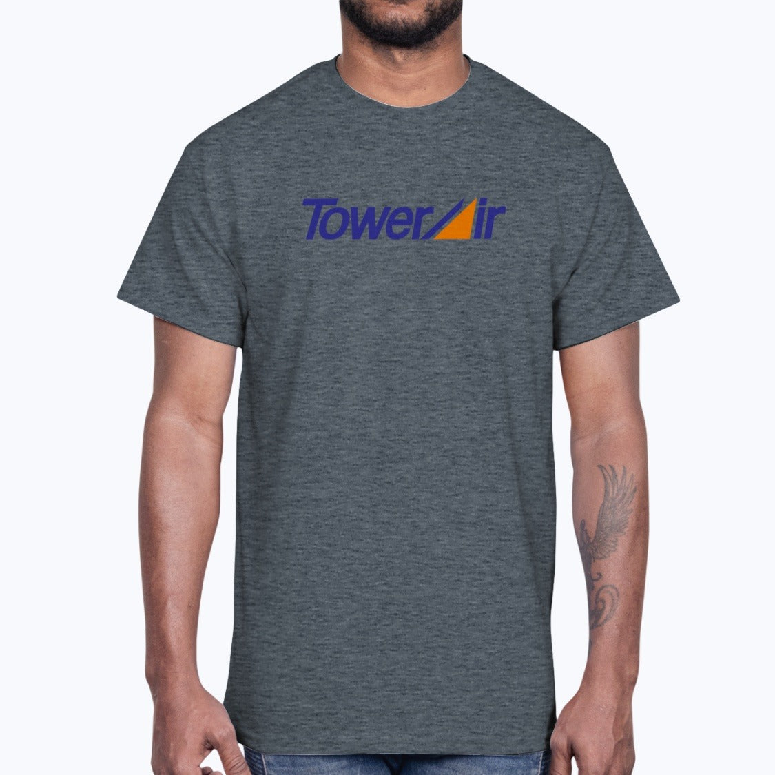 Tower Air Unisex T-Shirt - Dark Heather - Model