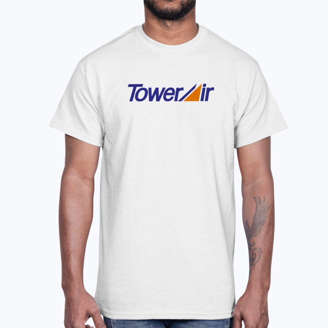 Tower Air Unisex T-Shirt - White - Model