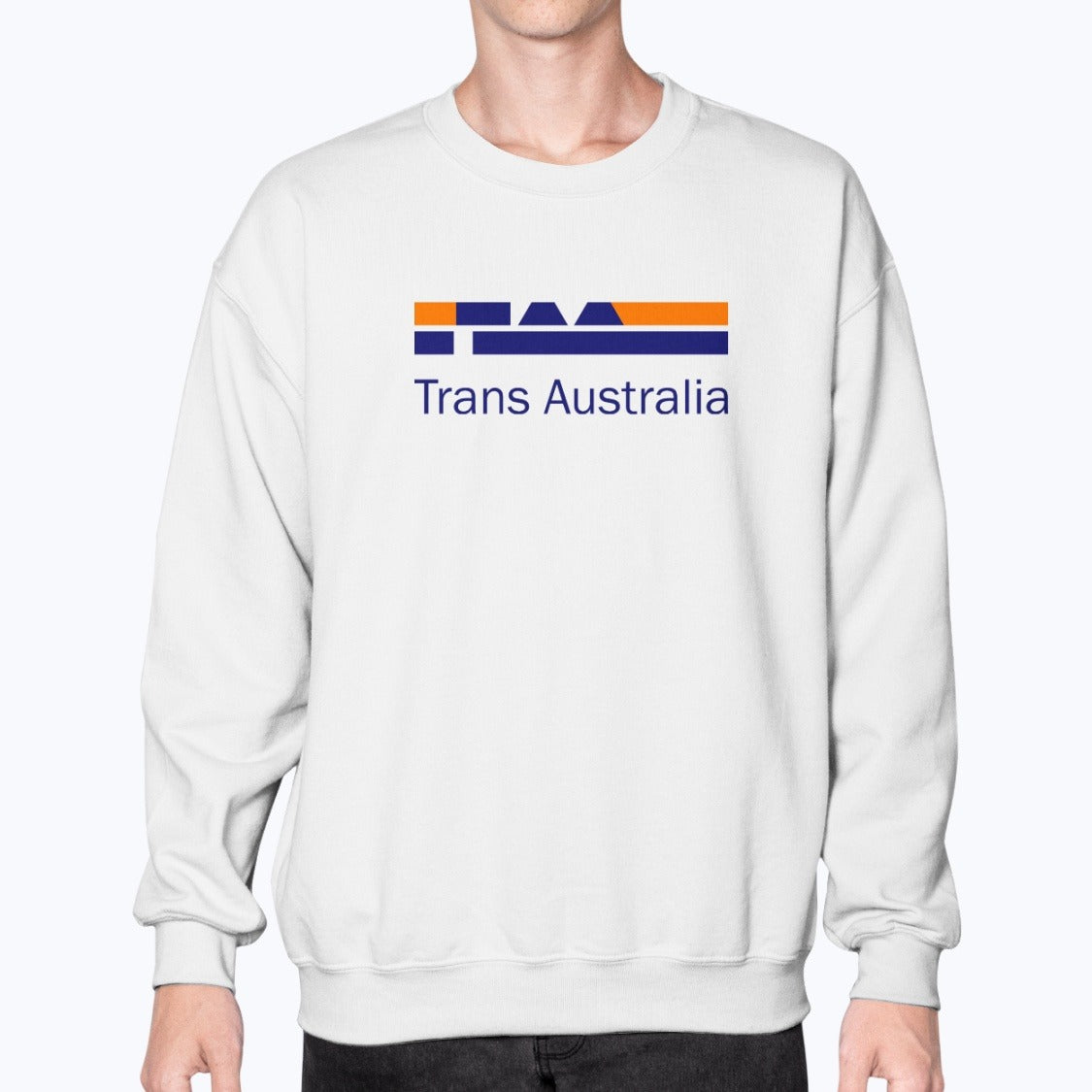 Trans Australia Airlines Unisex Sweatshirt - White - Model
