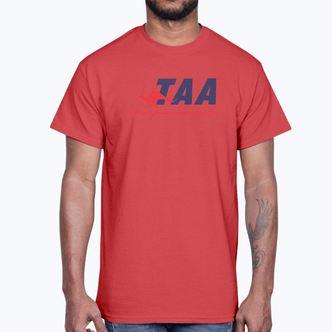 Trans Australia Airlines Unisex T-Shirt - Red - Model