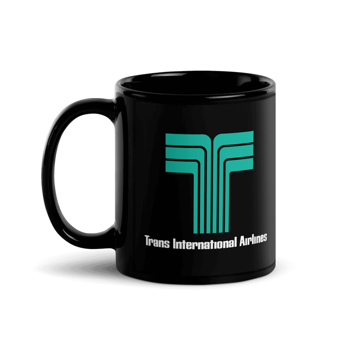 Trans International Airlines Coffee Mug - Black - 11 oz - Right