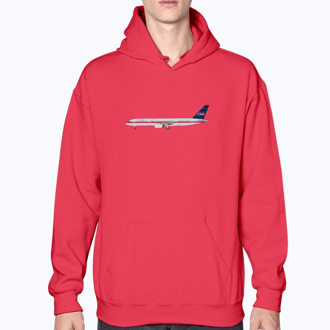 USAir B757 Unisex Hoodie - Red - Model