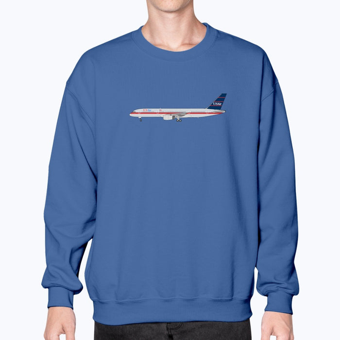 USAir B757 Unisex Sweatshirt - Royal Blue - Model