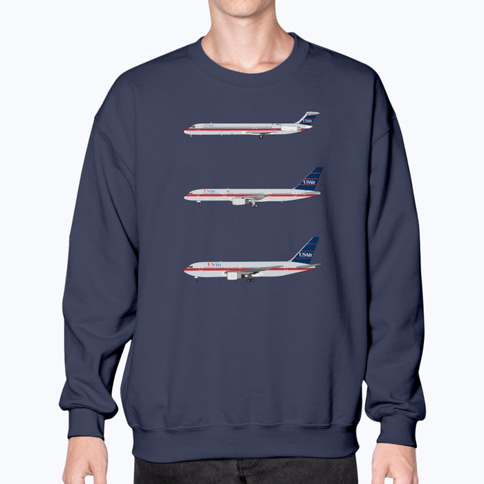USAir MD-80, B757, B767 Unisex Sweatshirt - Navy - Model