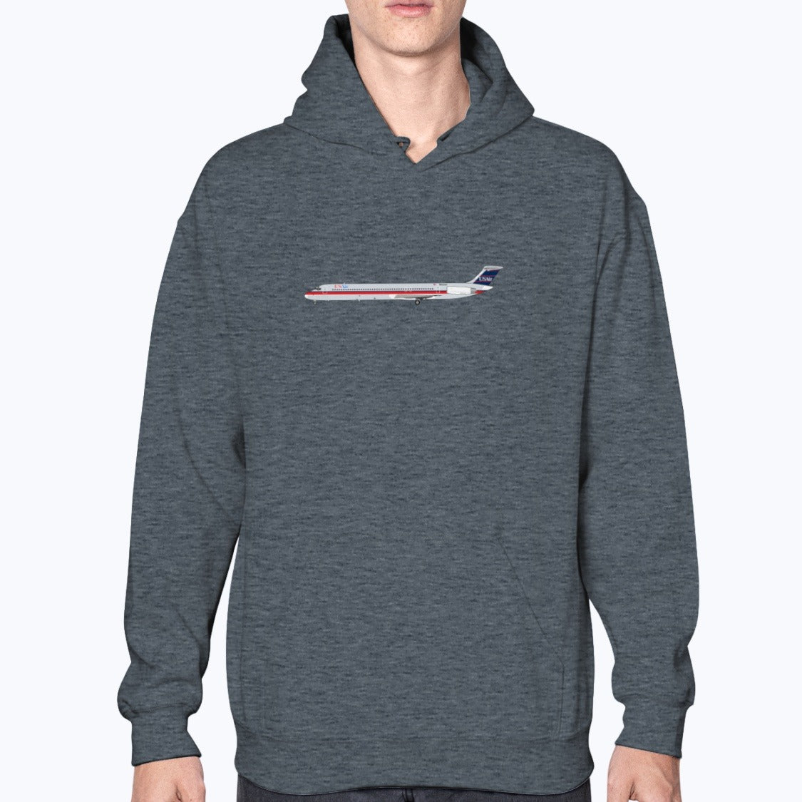 USAir MD-80 Unisex Hoodie - Dark Heather - Model