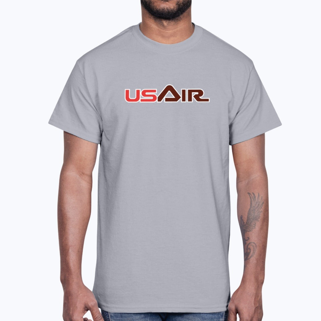 USAir Unisex T-Shirt - Sport Grey - Model