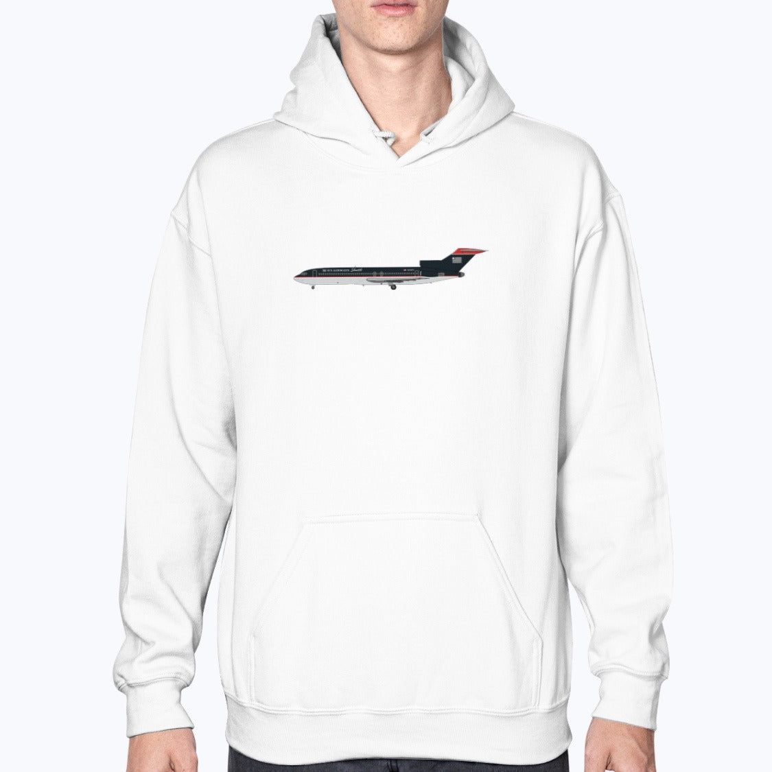 US Airways B727 Unisex Hoodie - White - Model