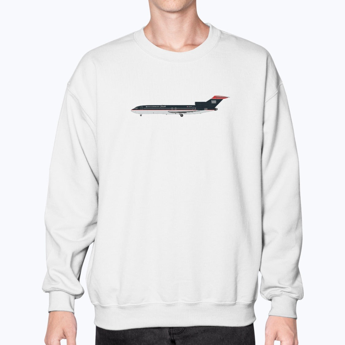 US Airways B727 Unisex Sweatshirt - White - Model