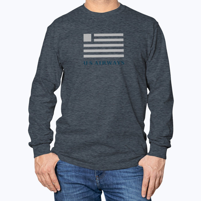 US Airways Unisex Long Sleeve T-Shirt - Dark Heather - Model
