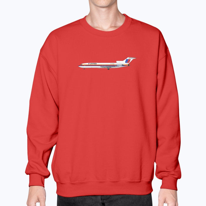 United Airlines B727 Unisex Sweatshirt - Red - Model
