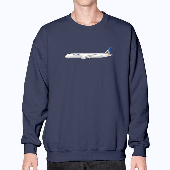 United Airlines B787 Unisex Sweatshirt - Navy - Model