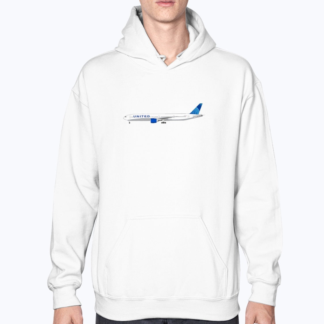 United Airlines Boeing B777-300ER Unisex Hoodie - White - Model