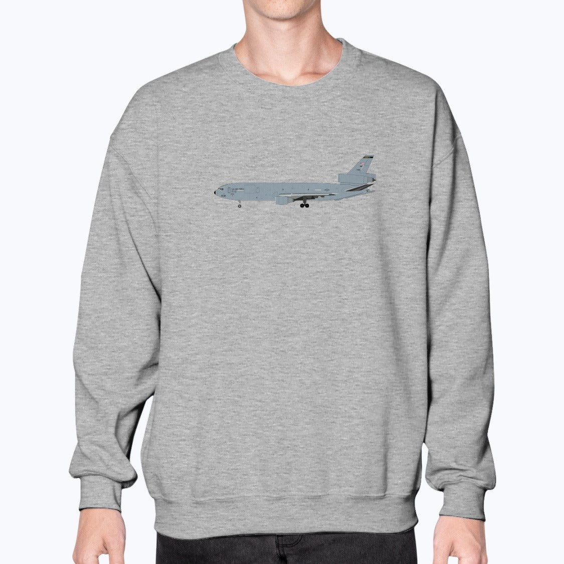 United States Air Force McDonnell Douglas KC-10 Extender Unisex Sweatshirt - Sport Grey - Model