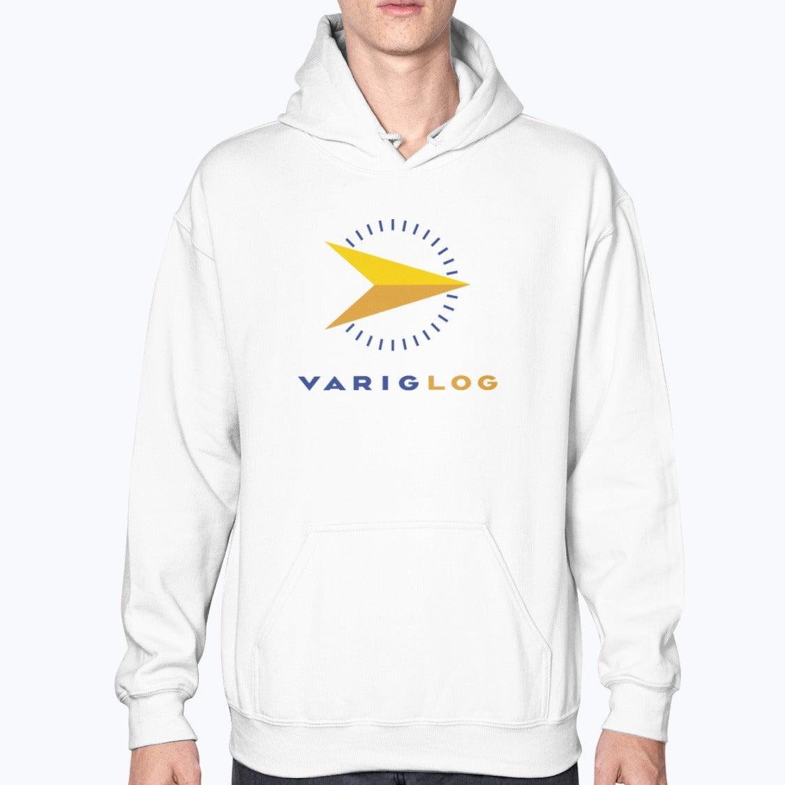 Varig Log Unisex Hoodie - White - Model