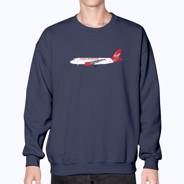 Virgin America A319 Unisex Sweatshirt - Navy - Model