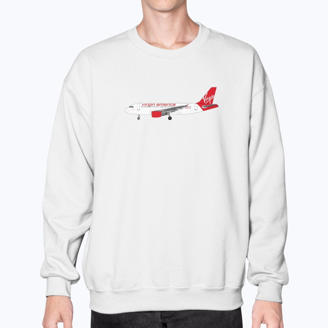 Virgin America A319 Unisex Sweatshirt - White - Model
