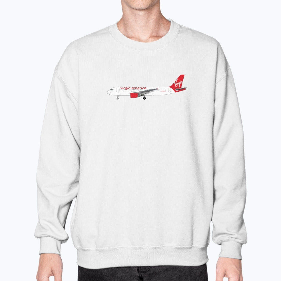 Virgin America A320 Unisex Sweatshirt - White - Model