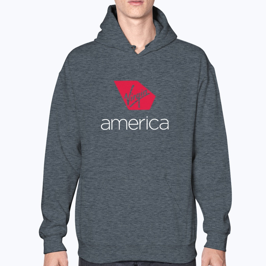 Virgin America Unisex Hoodie - Dark Heather - Model