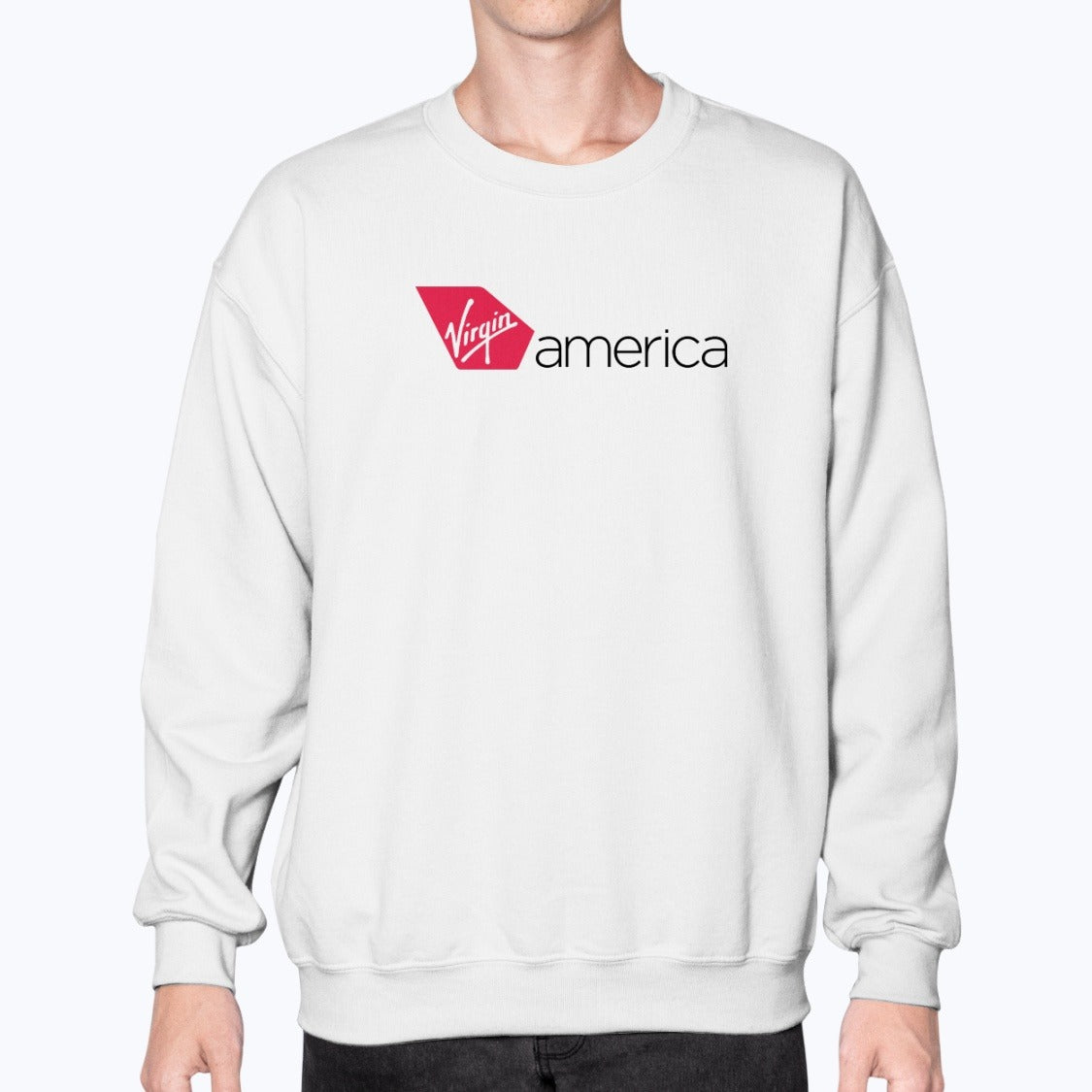 Virgin America Unisex Sweatshirt - White - Model