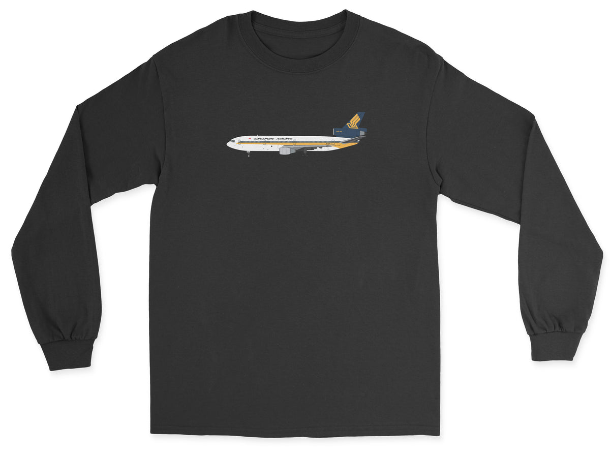 Singapore Airlines McDonnell Douglas DC-10 Unisex Long Sleeve T-Shirt - Black