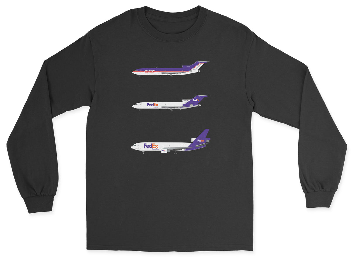 FedEx B727, DC-10 Unisex Long Sleeve T-Shirt - Black