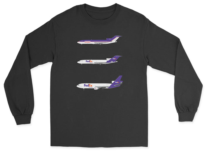 FedEx B727, DC-10 Unisex Long Sleeve T-Shirt - Black