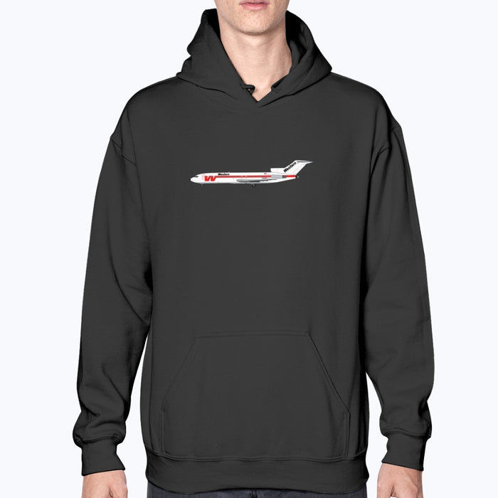 Western Airlines B727 Unisex Hoodie - Black - Model