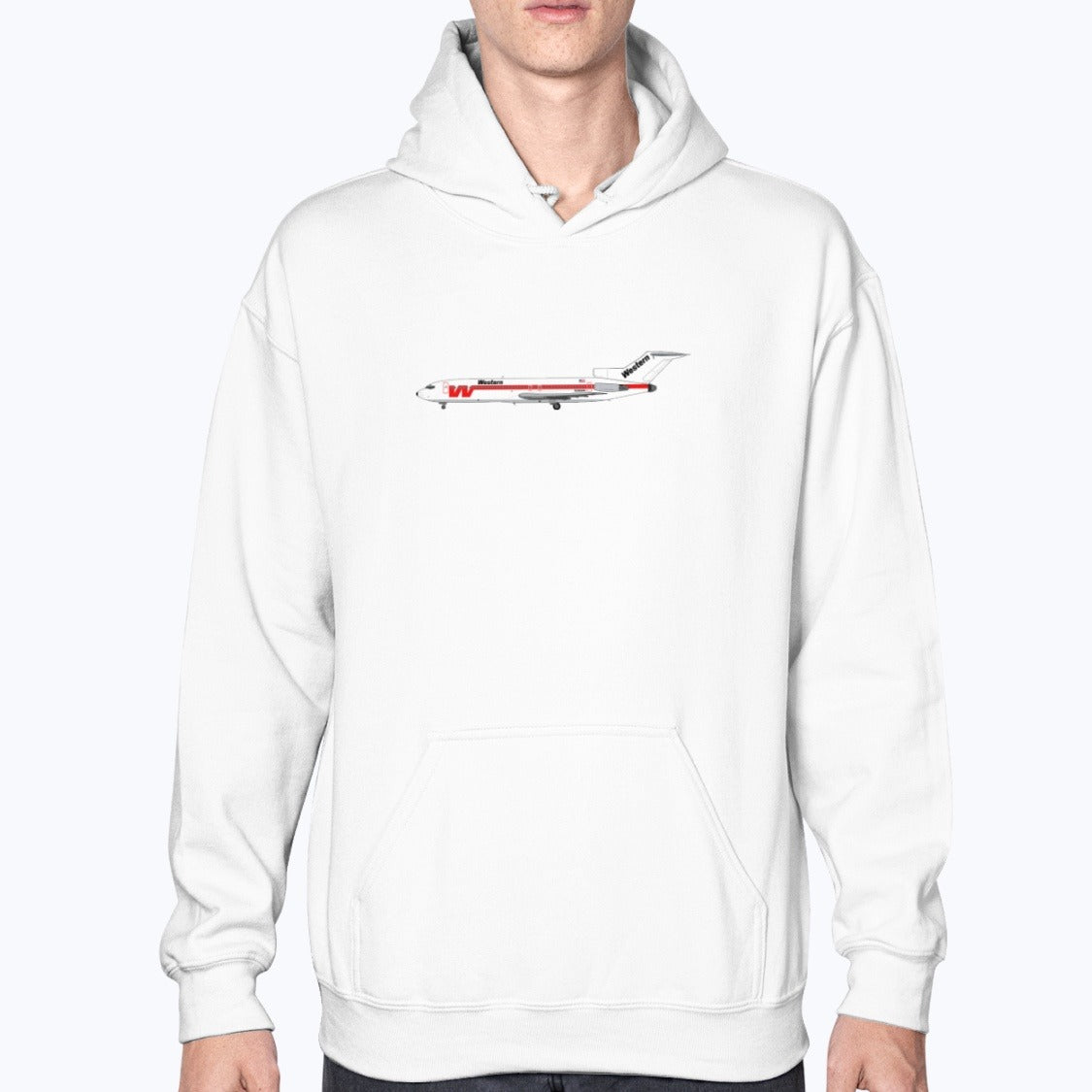 Western Airlines B727 Unisex Hoodie - White - Model