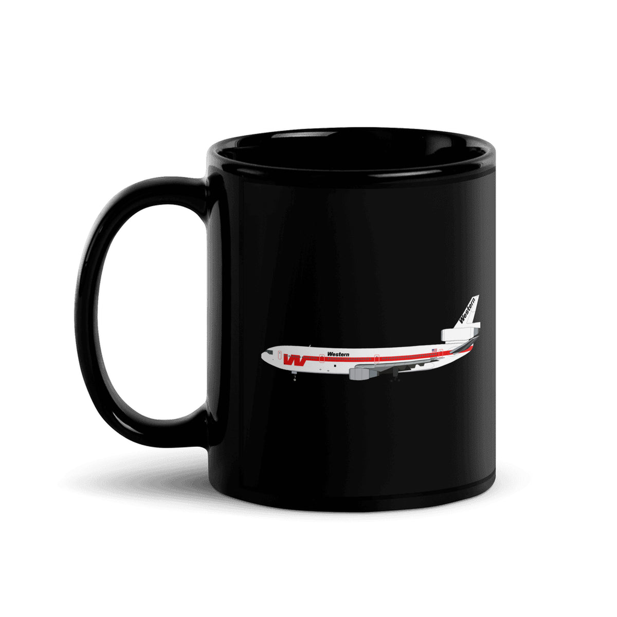 Western Airlines DC-10 Coffee Mug - Black - 11 oz - Right