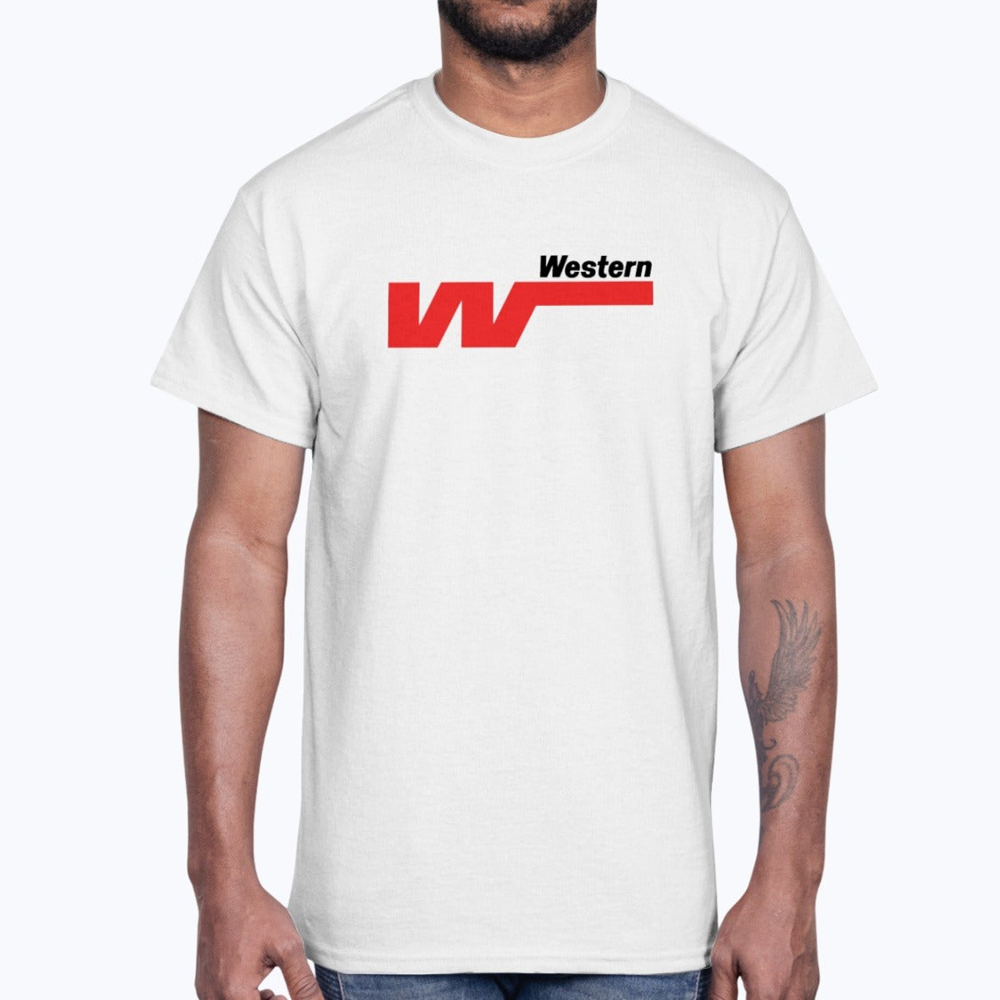Western Airlines Unisex T-Shirt - White - Model