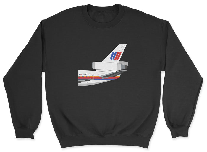 United Airlines Mcdonnell Douglas DC-10 Tail Section Unisex Sweatshirt - Black