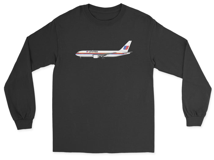 United Airlines Boeing 767 Unisex Long Sleeve T-Shirt - Black