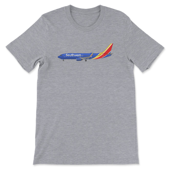 Southwest Airlines Boeing 737-800 Unisex T-Shirt - Athletic Heather
