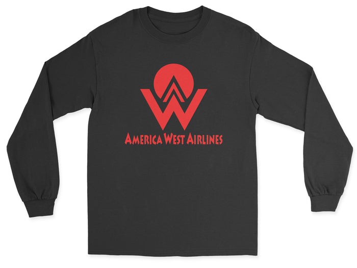 America West Airlines Unisex Long Sleeve T-Shirt - Black