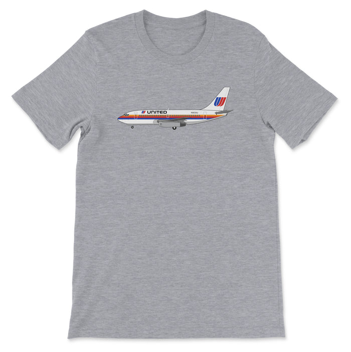 United Airlines Boeing 737 Unisex T-Shirt - Athletic Heather