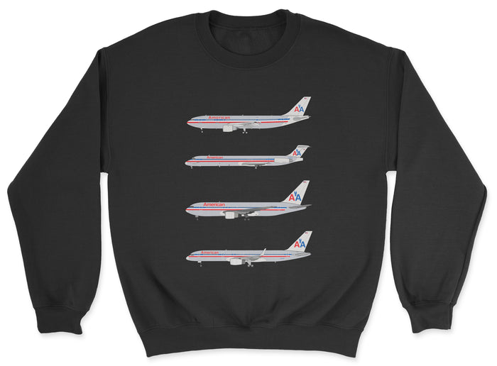 American Airlines A300, MD-80, B767, B757 Unisex Sweatshirt - Black