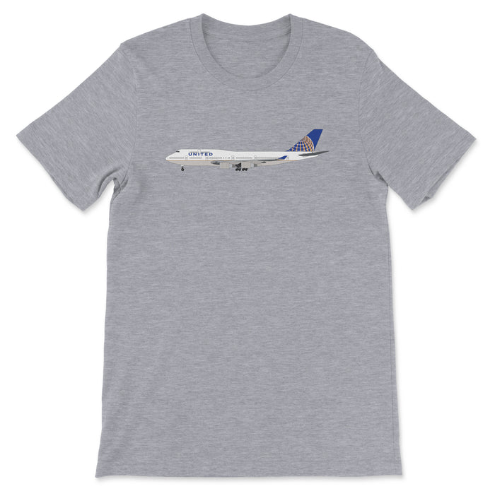 United Airlines Boeing 747-400 Unisex T-Shirt - Athletic Heather