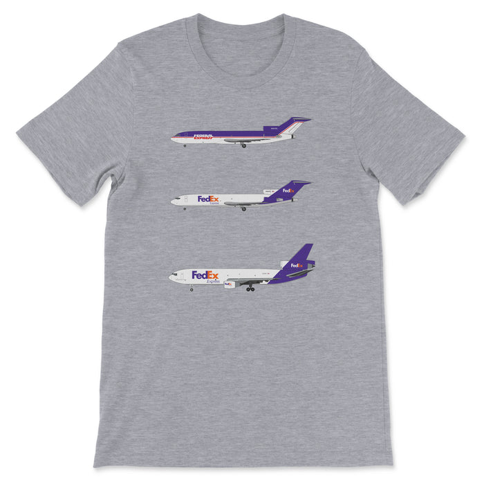 FedEx B727, DC-10 Unisex T-Shirt - Athletic Heather