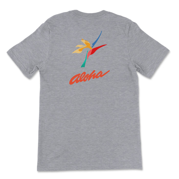 Aloha Airlines Unisex T-Shirt Printed On The Back - Athletic Heather