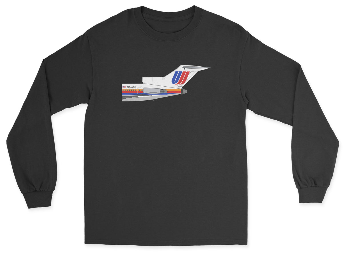 United Airlines Boeing 727 Tail Section Unisex Long Sleeve T-Shirt - Black