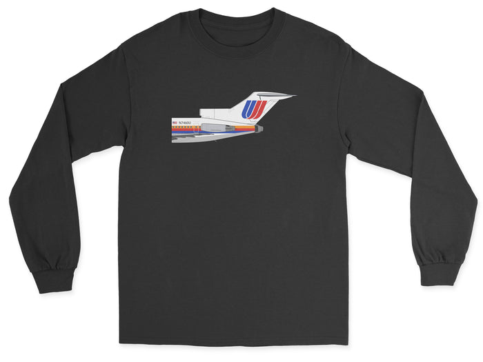 United Airlines Boeing 727 Tail Section Unisex Long Sleeve T-Shirt - Black