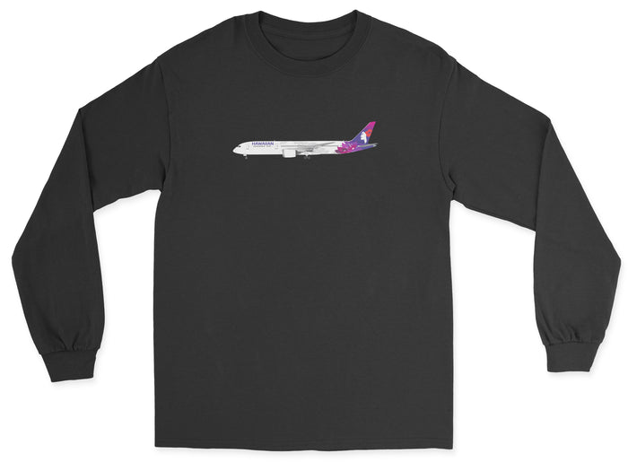 Hawaiian Airlines Boeing 787-9 Unisex Long Sleeve T-Shirt - Black