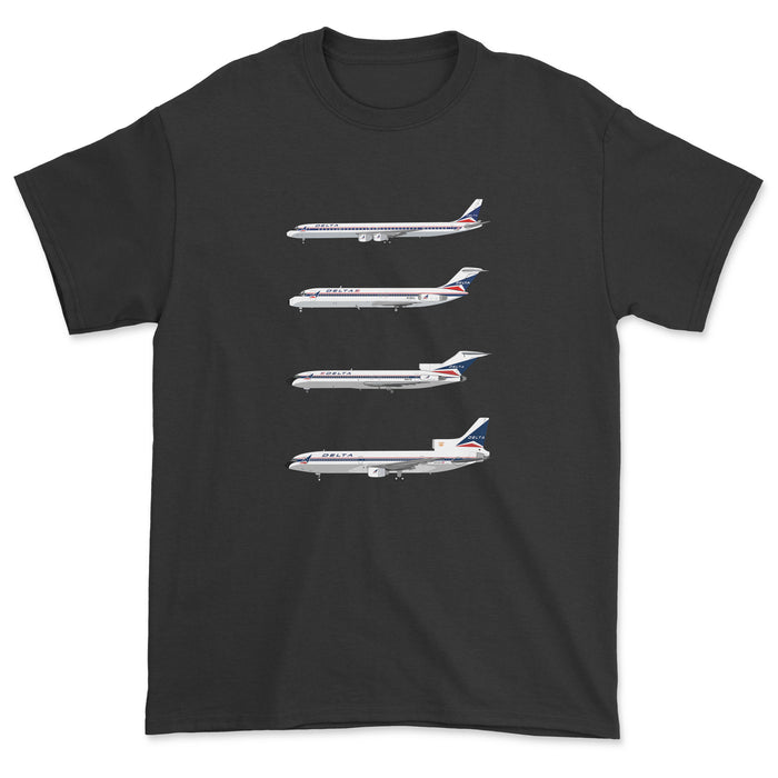 Delta Airlines DC-8, DC-9, B727, L-1011 Unisex T-Shirt - Black
